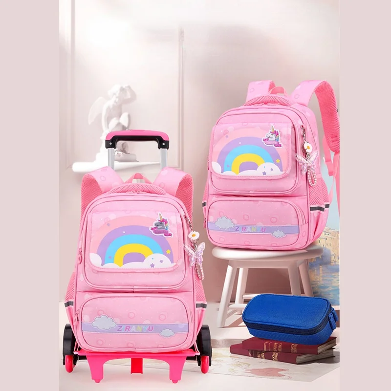 Trolley Children School Bags Mochila Kids Backpacks With Wheel Trolley Luggage For Girls Boys backpack Escolar Backbag Schoolbag