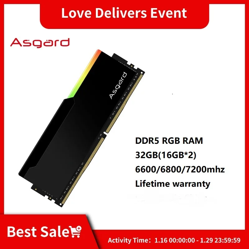 

Asgard RGB RAM Memory DDR5 32GB(16gbx2) 6600mhz 6800mhz 7200mhz Memoria RAM DDR4 RAM RGB XMP Desktop CL34 1.35v A-die Chips