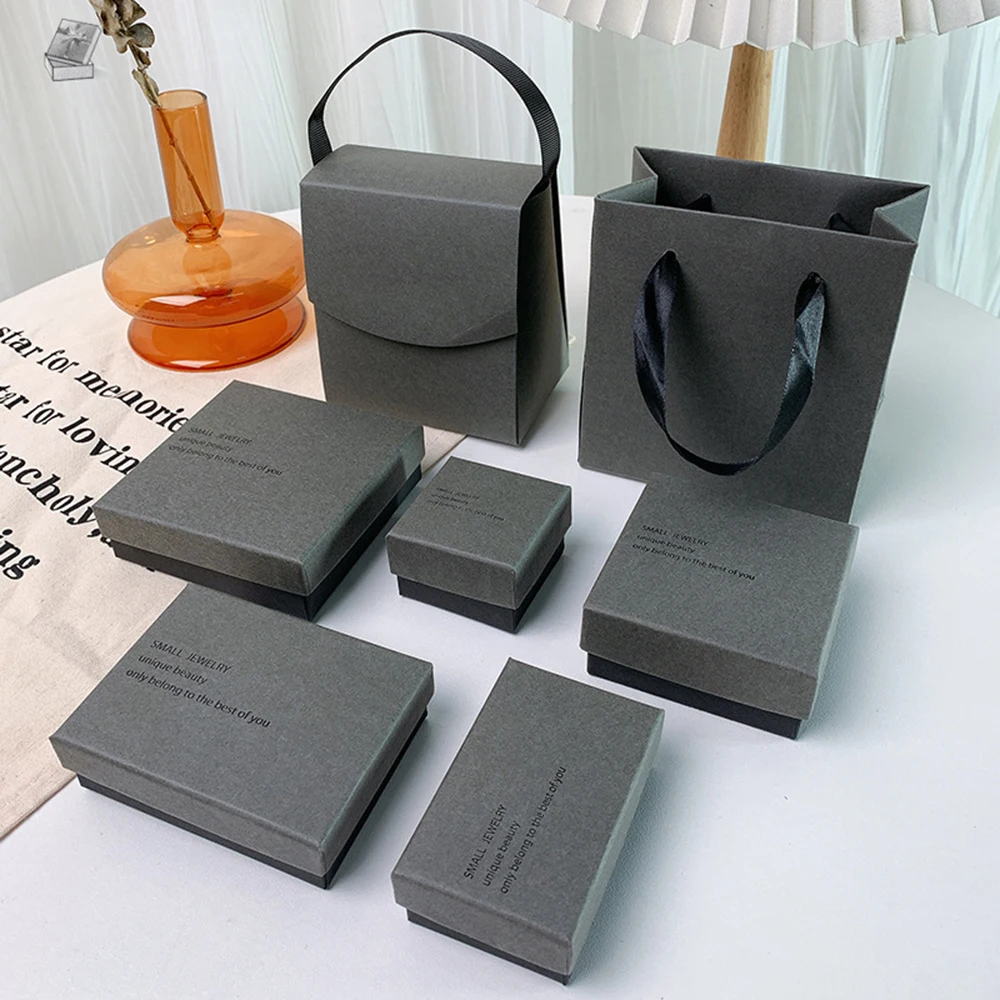 

New Gray Black Jewelry Box Ring Earrings Necklace Pendant Jewelry Boxes Gift Jewelry Packaging Paper Box Jewellry Case Wholesale