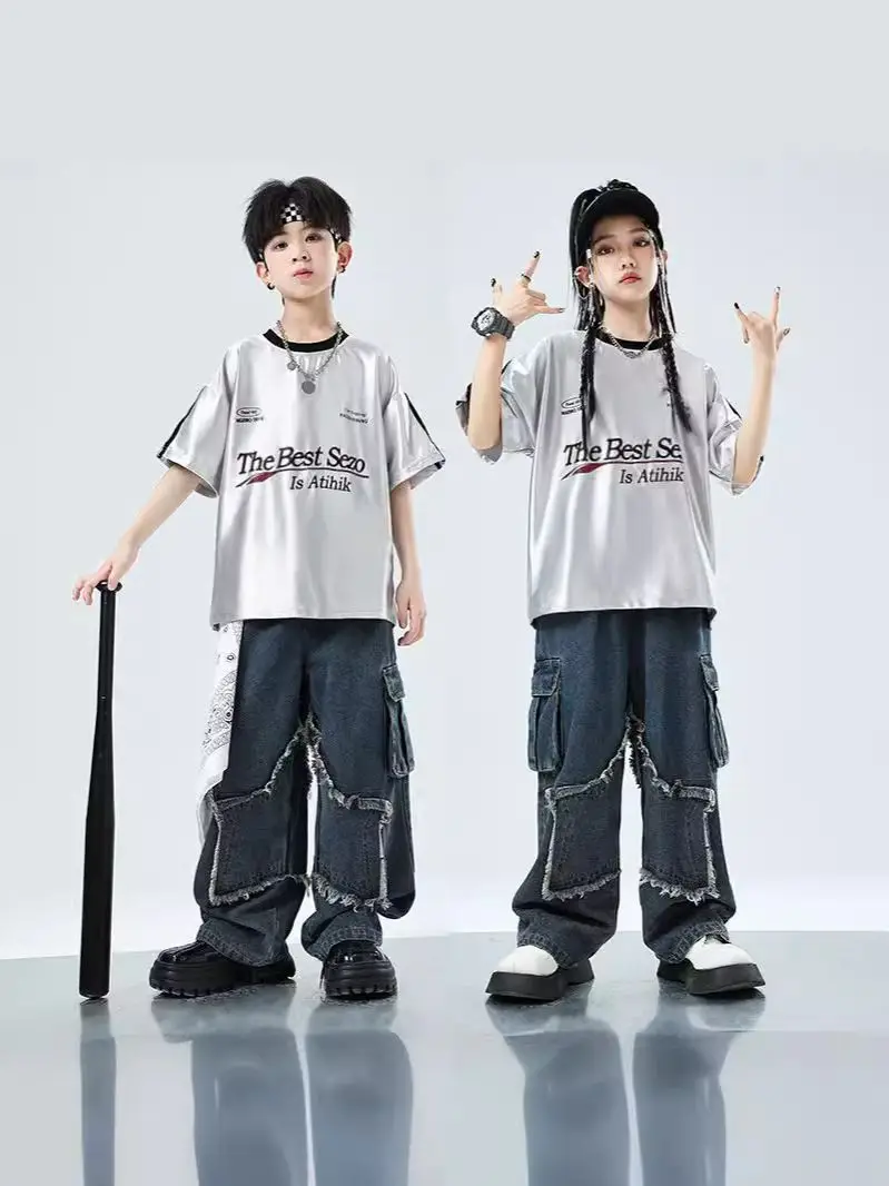 Детский хип-хоп наряд для мальчиков ковбойский с круглым вырезом летняя уличная