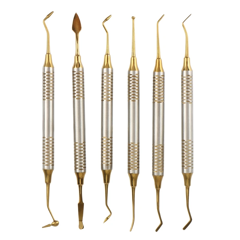 

6Pcs Instrument Composite Resin Filling Spatula Titanium-Plated Head Filling Promotion