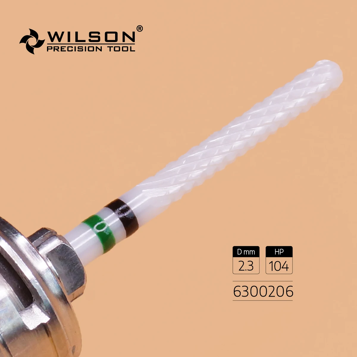 WilsonDental Burs Silm Cylindrical Shape - 2.3mm - Cross Cut - White Solid Zirconia Ceramic Dental Lab Burs