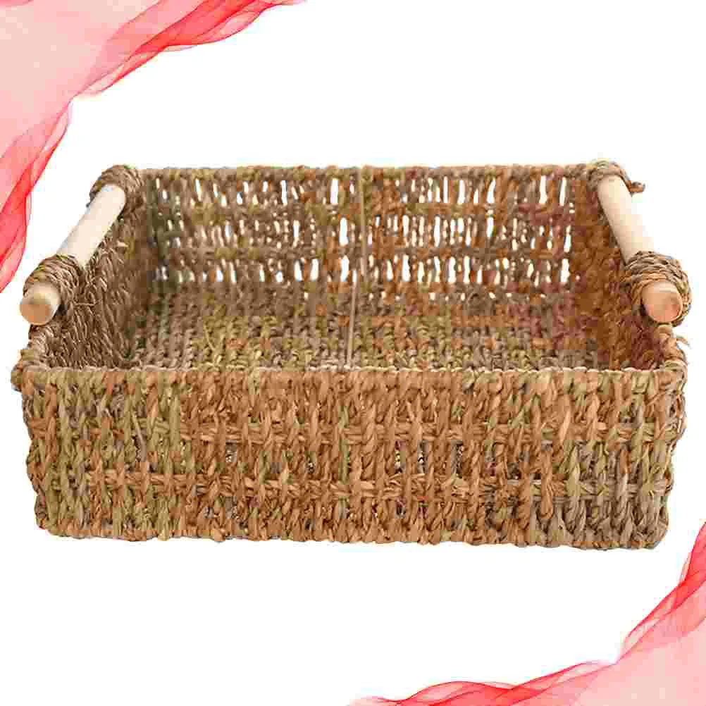 

Simple Funny Decor Wooden Home Key for Desktop Basket Storage Basket Straw Basket 1pcs