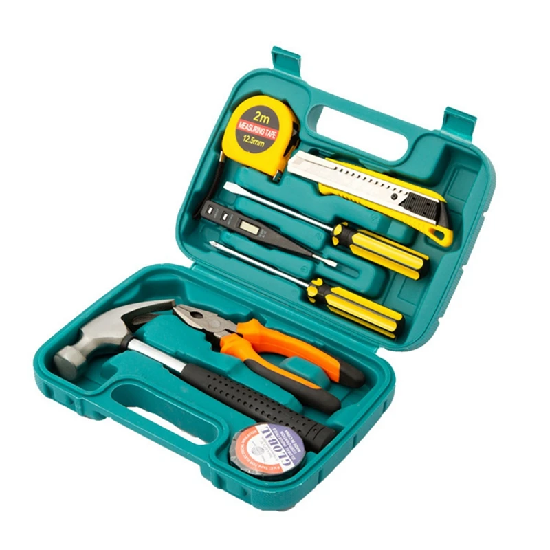 

9 PCS Small Tool Set Home Household Hand Repair Tool Kit Tape Measure Claw Hammer Electrician Pen Screwdrivers