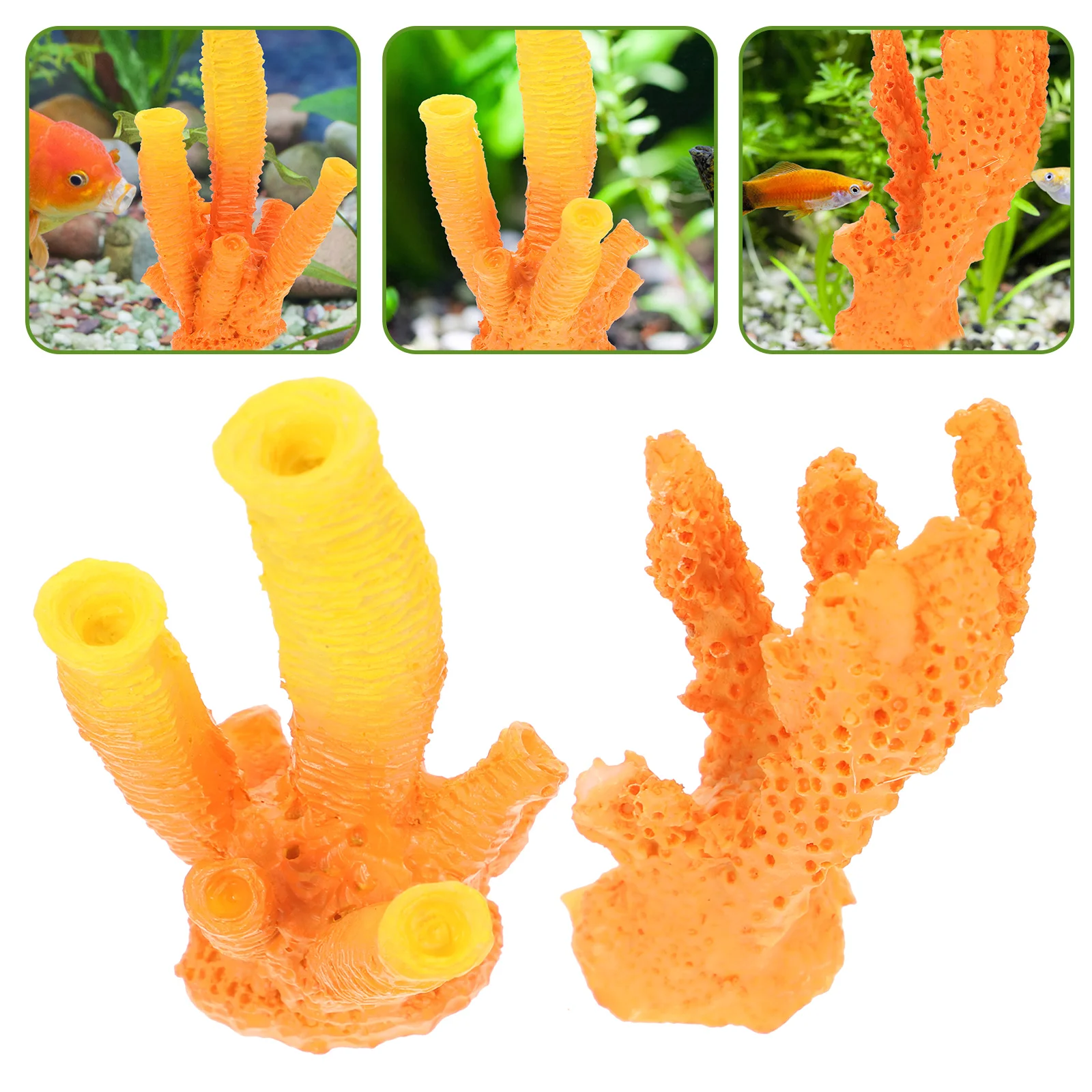 

2pcs Resin Small Delicate Vivid Fish Tank Supply Simulated Coral Ornament