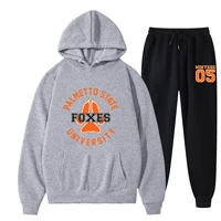 mens hoodies sweatpants 2 piece suit tracksuit male hoodie foxhole court palmetto state foxes sportswear fleece casual sets