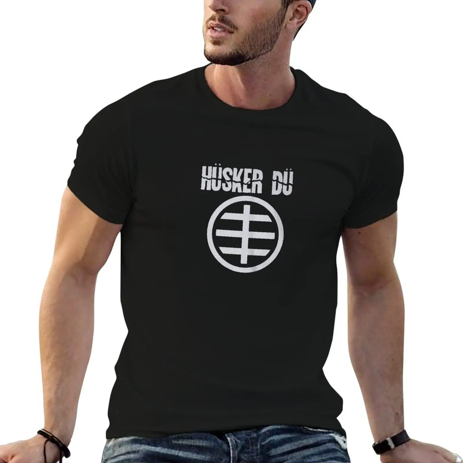 Фото Футболка Hüsker Dü, черная хлопковая футболка, однотонная, для мужчин, мужские футболки с графическим принтом, футболки с аниме-принтом для мужчин, футболка №1