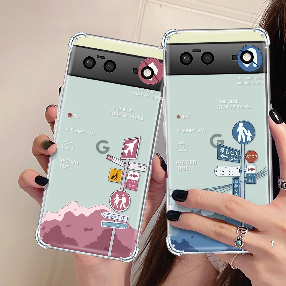 

Train Direction Sign Phone Case for Google Pixel 7a 7Pro 7 6a 6 6Pro Luxury Transparent Shockproof Soft Silicone Cover Fundas