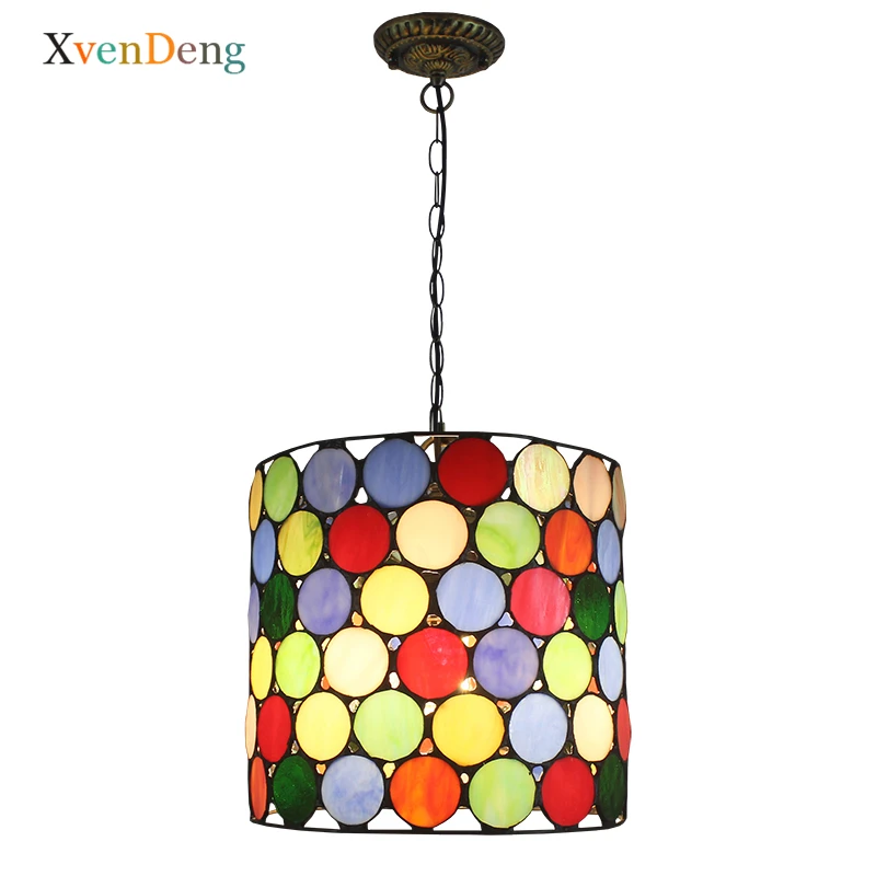Витражные подвесные светильники Тиффани винтажные в средиземноморском стиле