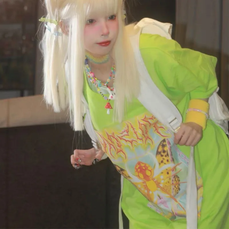 Karrcat Y2k Эстетическая футболка 2000s Harajuku E-girls, футболка с коротким рукавом, металлические Топы в стиле интернет-шик, в стиле панк, торговый центр... (art.: 3920bc6c8d879) - 3920bc6c8d879