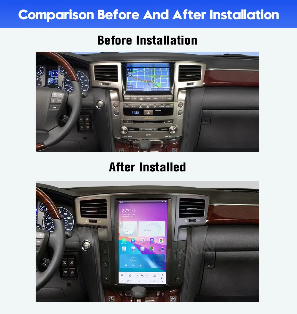 

Android 11 Multimedia Player Unit Tesla Style For Lexus LX570 2007 2008-2015 Car Radio GPS Navigation Qualcomm Snapdragon 665