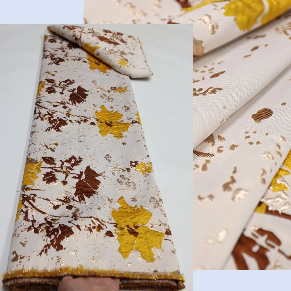 

New African Brocade Fabric Floral Jacquard Material For Dress Embroidered Lace French Tulle Net Cloth LY1388