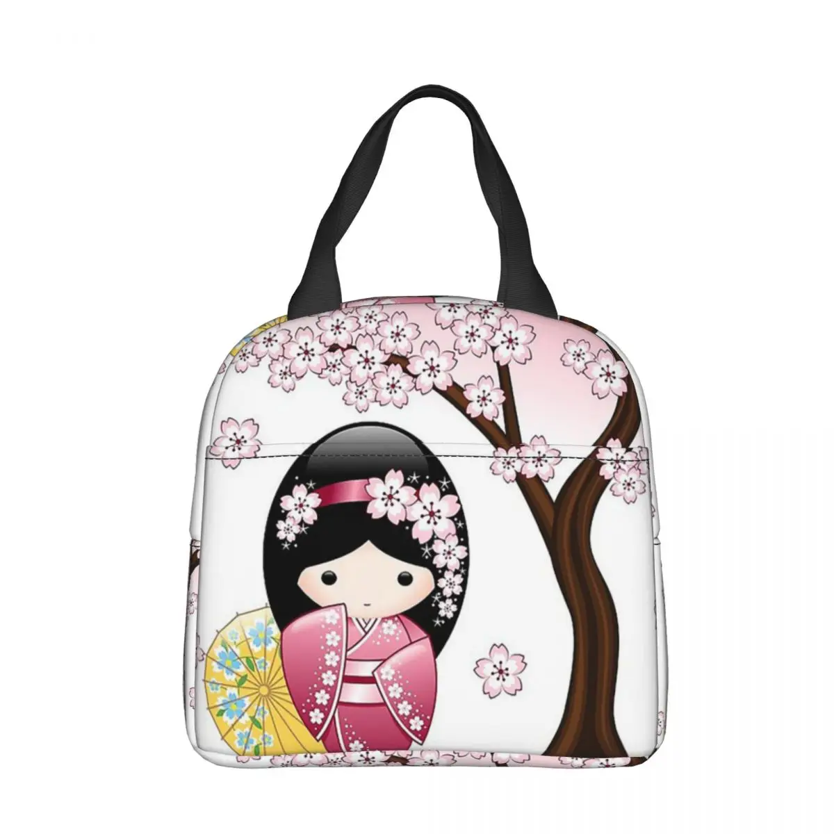 

Японская Весенняя изолированная сумка для обеда Kokeshi Doll, сумка-холодильник, контейнер для еды, вместительный Ланч-бокс, сумка-тоут для мужчин и женщин, школьный Пикник