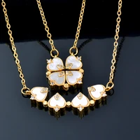 sinleery romantic 4 shell heart flower pendants stainless steel necklace for women jewelry 2022 wedding accessories zd1 ssk