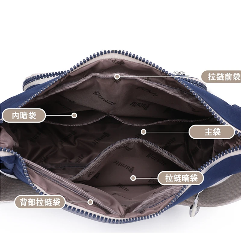 Casual Large Capacity Handbags 2023 New Waterproof Nylon Women Shoulder Crossbody Bag Ladies Simple Multilayer Travel Bags