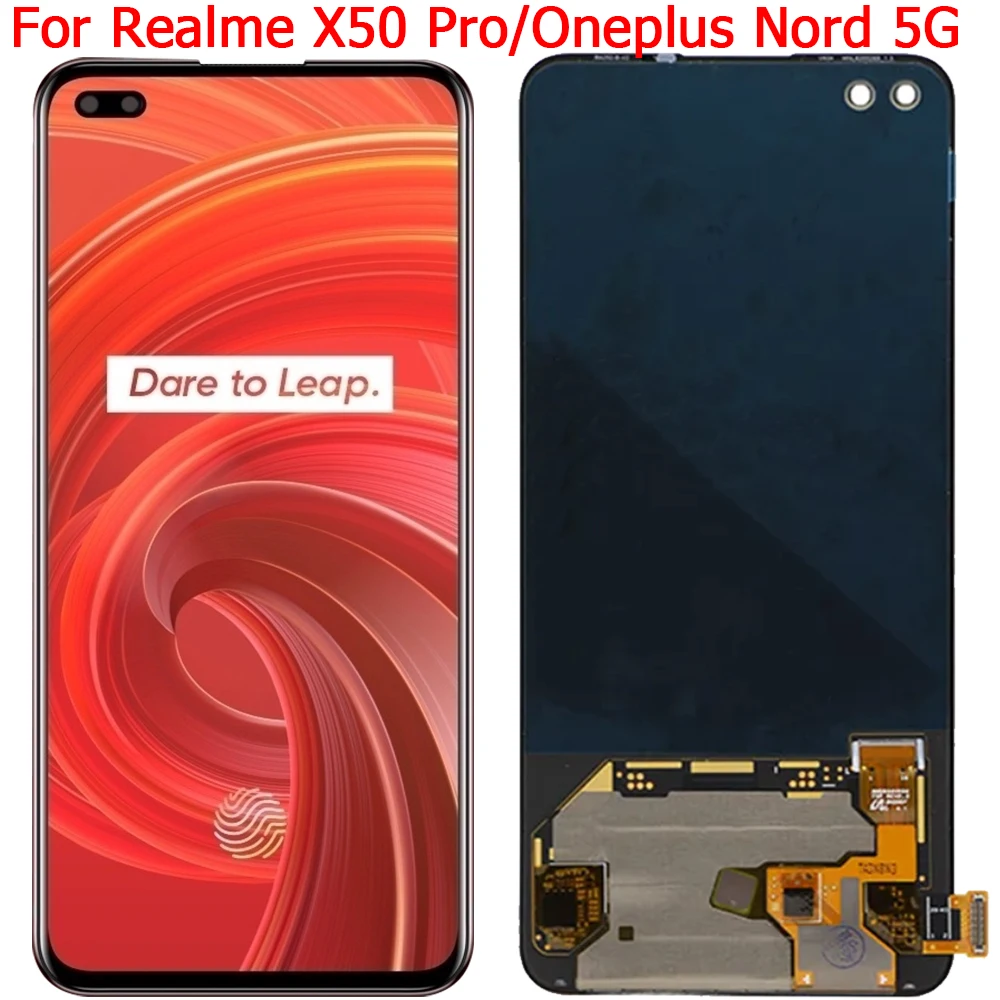 Оригинальный ЖК-дисплей для Realme X50 Pro RMX2075, сенсорный экран с рамкой 6,44 дюйма, для Oneplus Nord, детали ЖК-дисплея AC2001, AC2003