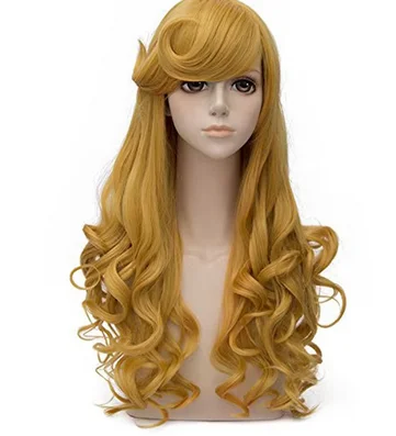 30 &quotЗолотая длинная волнистая челка из синтетических волос принцесса Аврора
