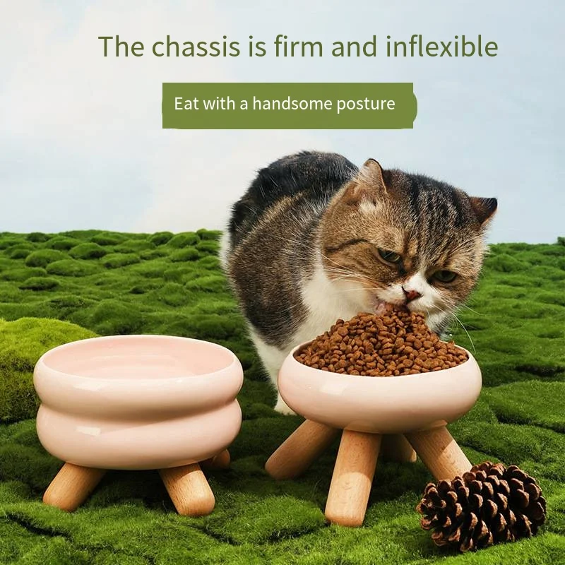 

Simple Pet Ceramic Bowl Color Round Bowl Plus Beech Support Double Specification Multi-Purpose Neck Care Pet Supplies Food Basin
