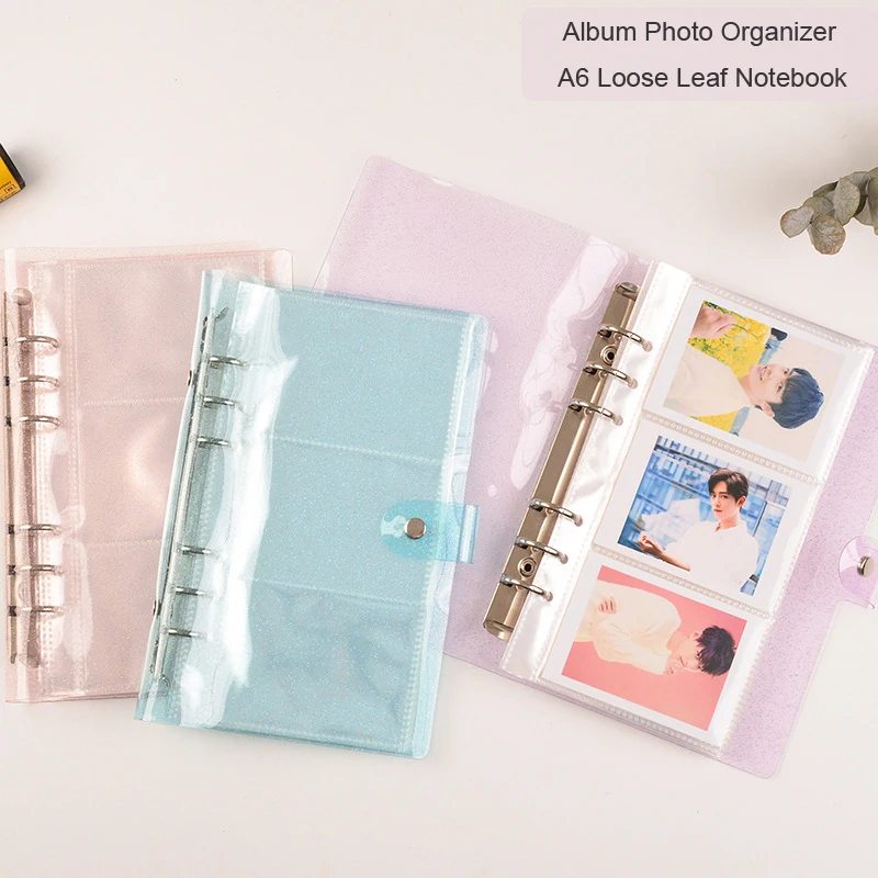 

Sharkbang A6 Binder Noteboks 150 Pockets PP Portable Photo Album For Mini Instax&Name Card Bling Loose Leaf Cover de Photos
