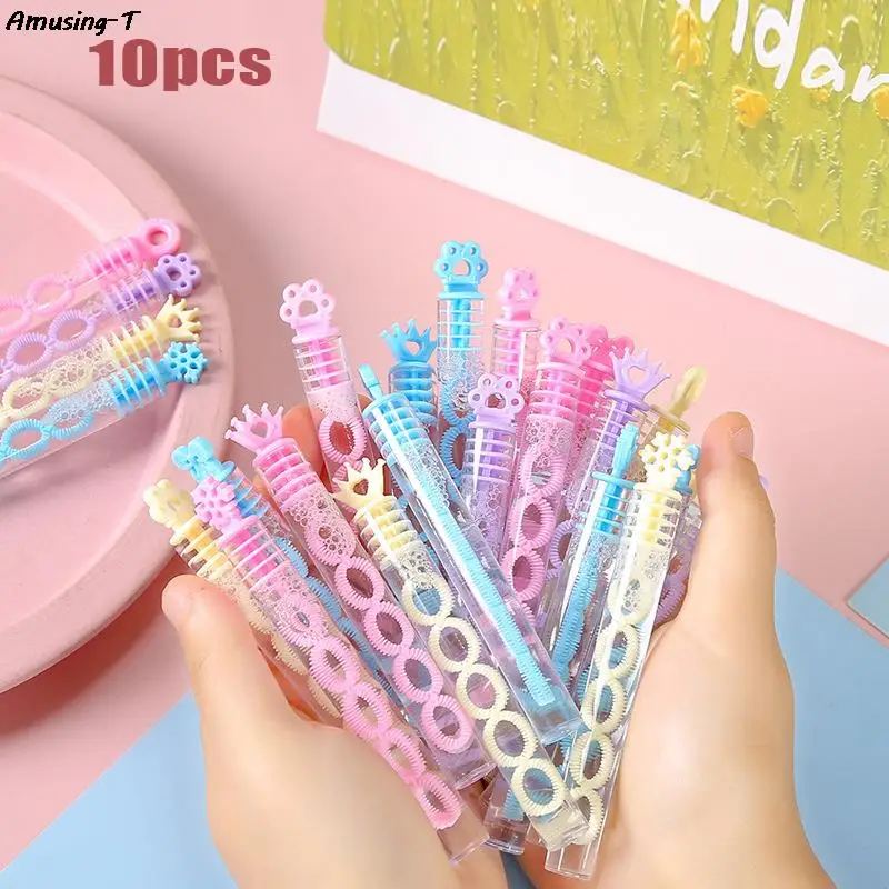 

10pcs Cute Heart Bow Shape Bubble Machine Colorful Bubble Tube Toy Kids Birthday Party Favors Treats School Goodie Filler