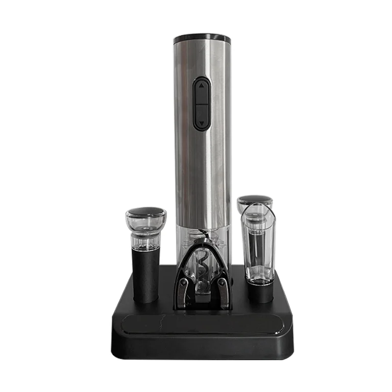 

Electric Wine Opener Set Type C Rechargeable Corkscrew with Storage Base Wine Aerator Pourer Foil Cutter, 2 Vacuum Wine Stopper