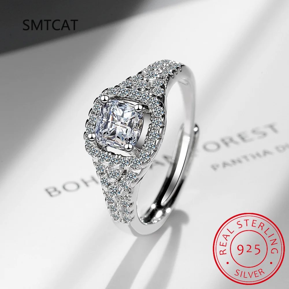 Обручальное кольцо Pricess Cut с муассанитом 1CT 2CT бесцветные кольца бриллиантами VVS