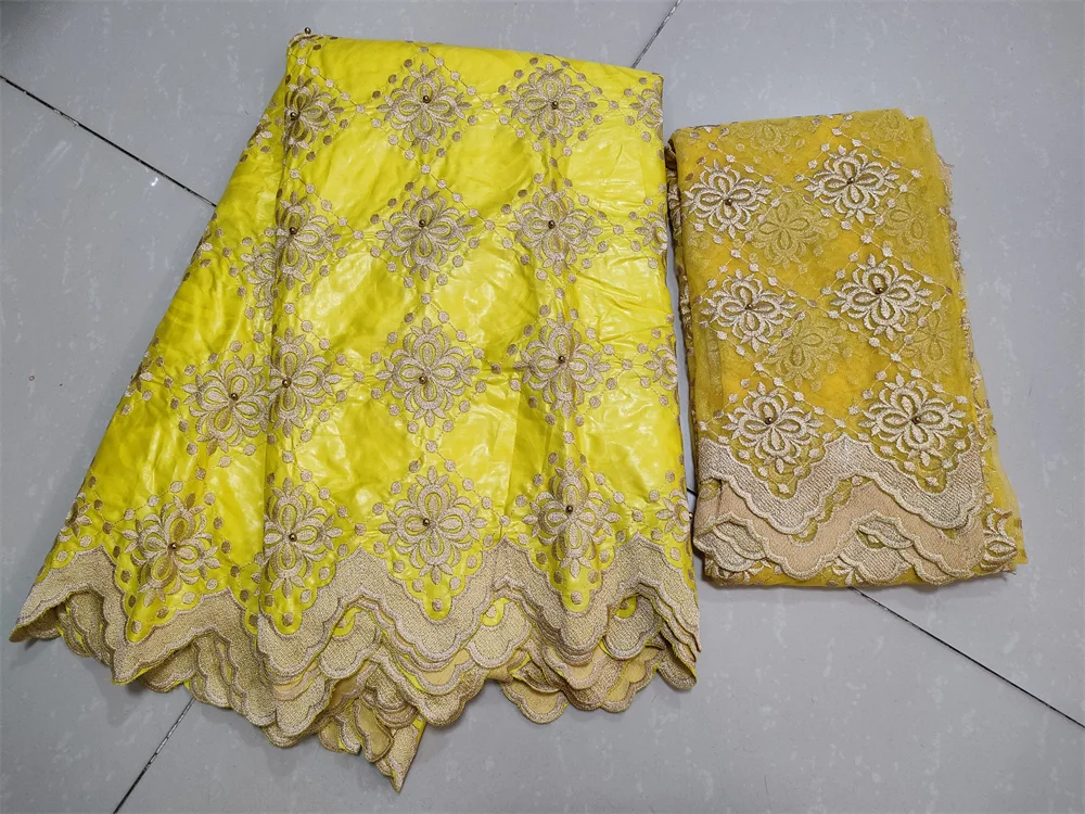 Акция хлопковое кружево bazin 5 ярдов + 2 сетчатого кружева для 1 комплекта - купить по