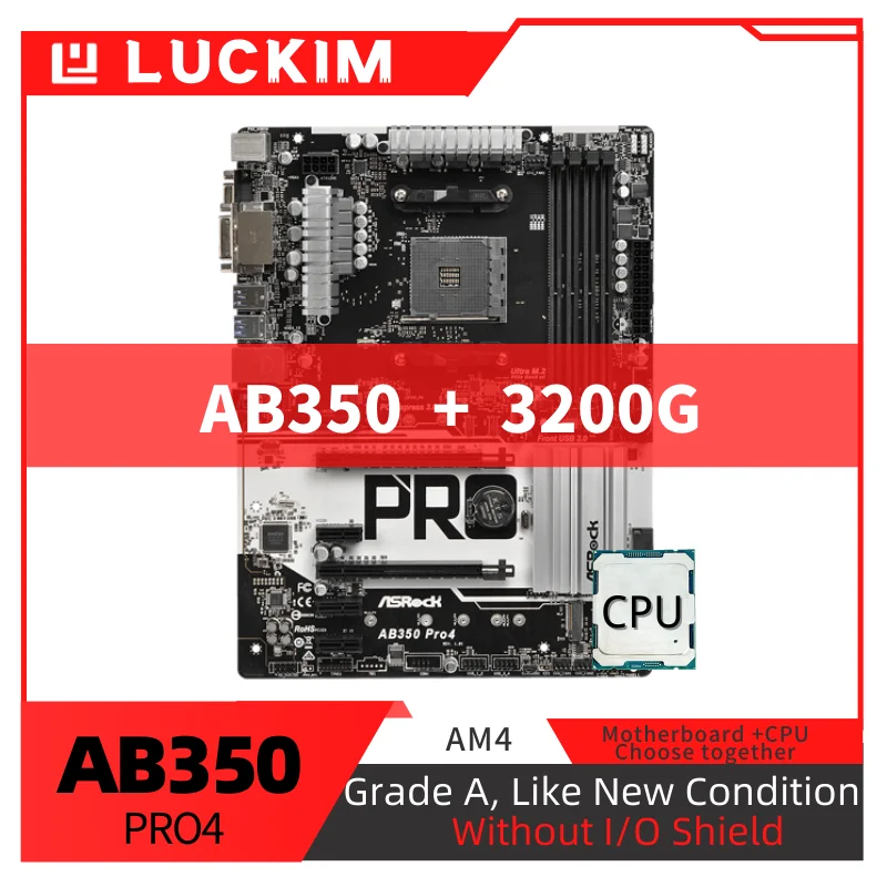 

Восстановленный комплект материнской платы AB350 PRO4 AM4 с процессором ryzen 3 3200G