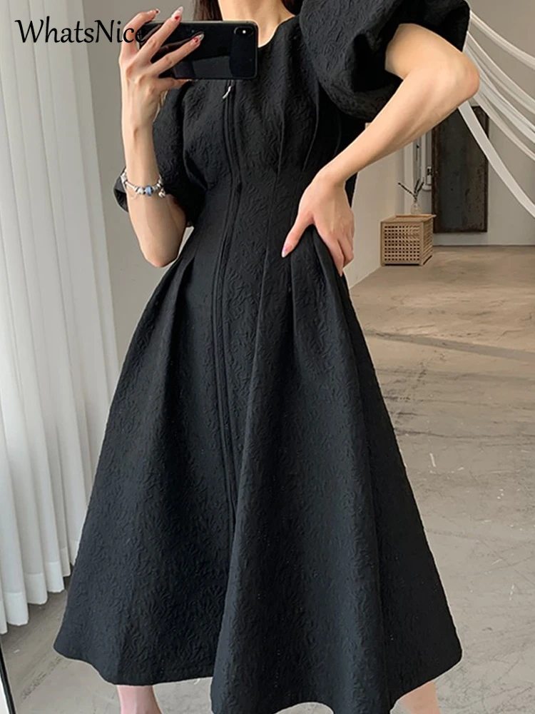 

Платье женское с пышными рукавами и высокой талией, модное винтажное повседневное белое платье во французском стиле для девушек, Прямая пос...