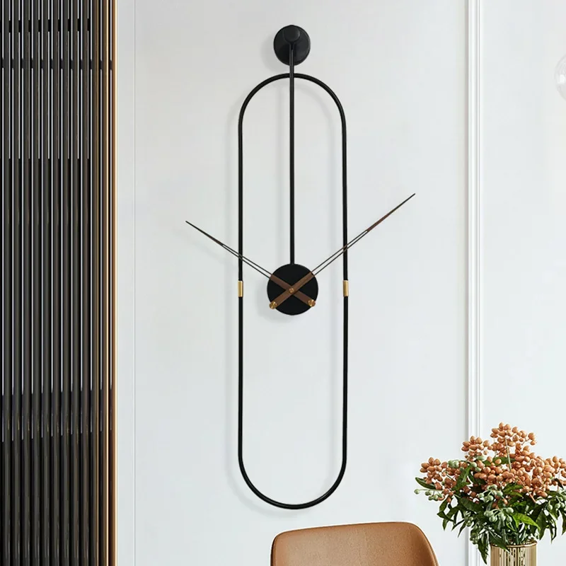 

Modern Art Wall Clock Home Living Room Decor Watch Clock Simple Oval Metal Wall Clock Mute Wall Clocks