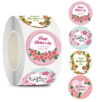 500pcs happy mothers day gifts label sticker kraft round sweet floral designs for mom gifts wrap scrapbooking sticker label tags
