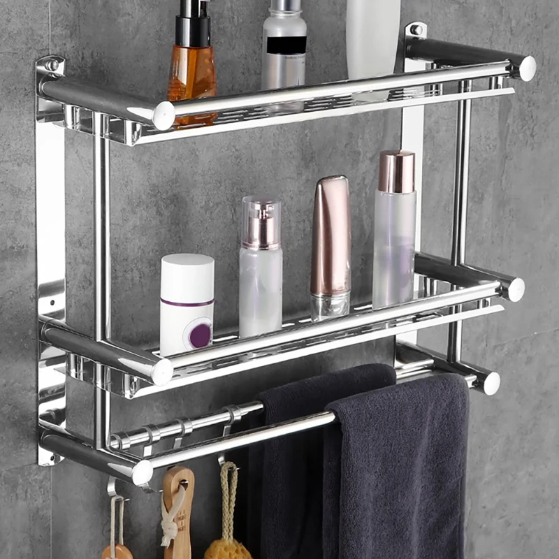 

Hot SV-2 Layer Bathroom Shelf Towel Rack Rack Stainless Steel Bathroom Rack Shampoo Rack Toilet Washroom Accessories