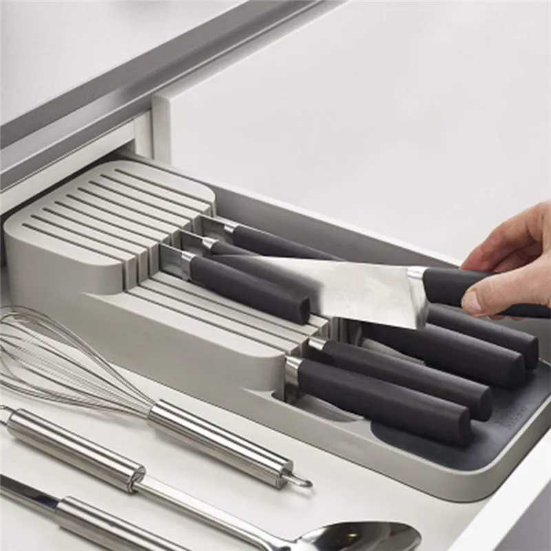 

Knife Block Holder Plastic Cutlery Drawer Organizer Tray Utensil Rack Universal Knife Stand Organizer Kitchen Storage