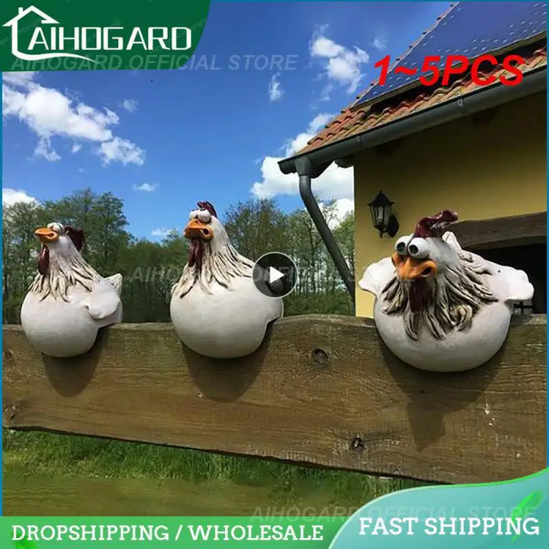 

1~5PCS Funny Chicken Fence Decor Resin Statues Home Garden Farm Yard Decorations Chicken Hen Sculpture Art Craft Courtyard