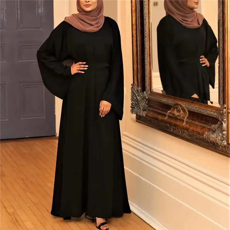 Muslim Dress Women Long Abaya Dubai Middle East Jalabiya Solid Color Robe Turkish Store Islamic Clothing Abayas for Women