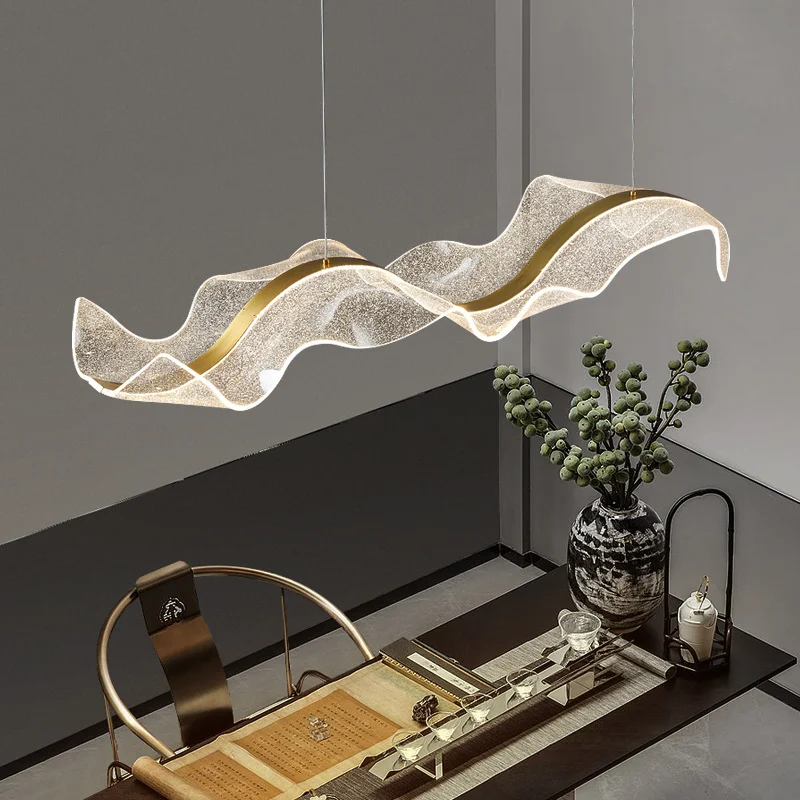 

Hotel front desk restaurant pendant lamp Nordic table bar office simple acrylic ribbon long pendant lamp