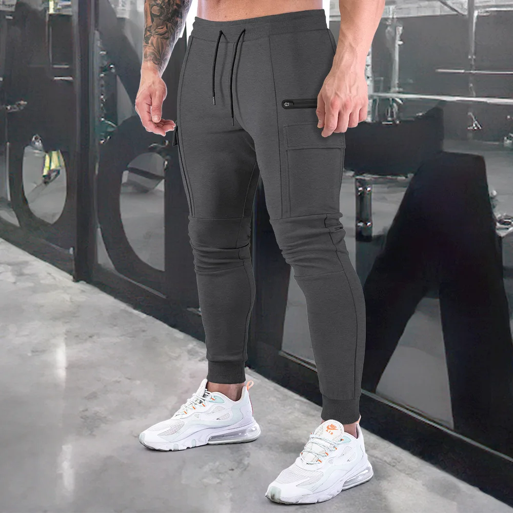 

2022 Autumn New Listing Muscle Solid Color European American Sports Casual Trousers Men's Fitness Training Casual Pencil Pants