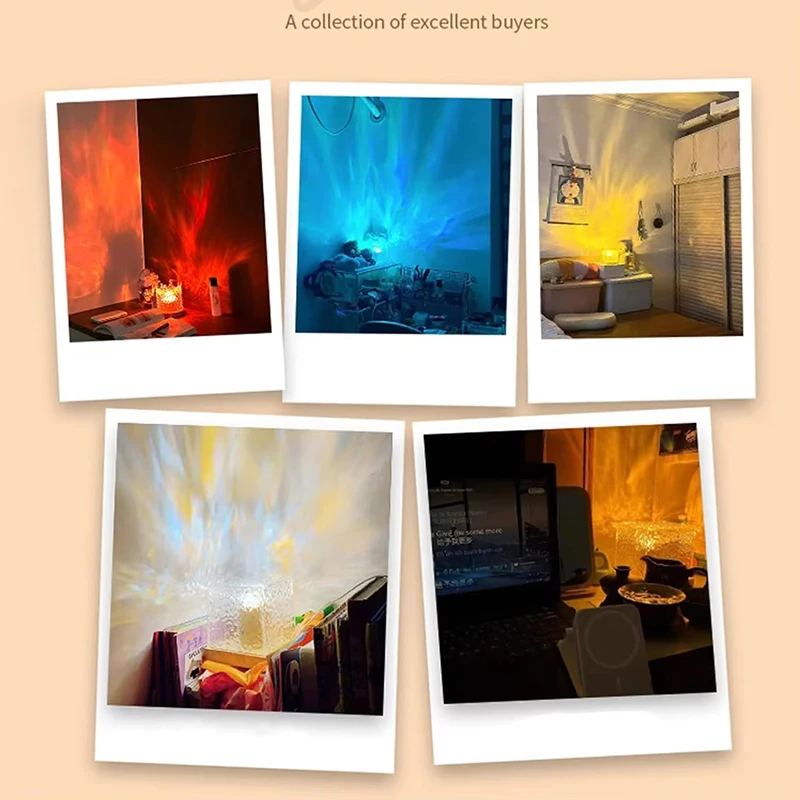 Xiaomi Dynamic Water Ripple Night Light 16-цветная лампа для проектора Спальня Ambient USB Remote LED Игровая