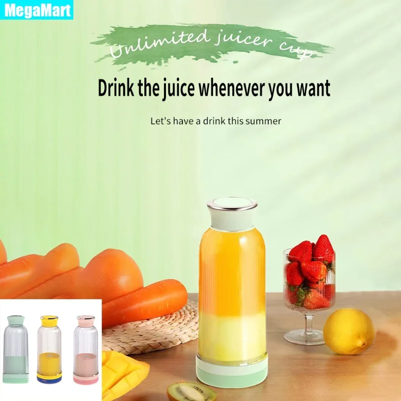 4 Blades Portable Juice Mixer Rechargeable Quick Juicer Wireless Electric Juicing Cup 400ml Citrus Squeezer Mini Blender 1200mAh