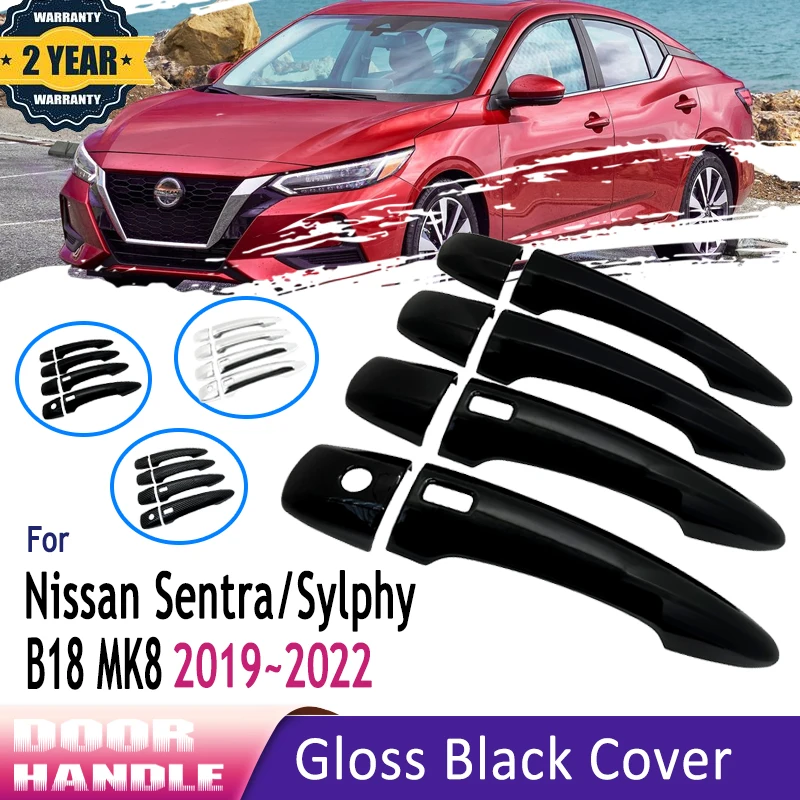 

Styling Chrome Gloss Black For Nissan Sentra Sylphy B18 2020 2021 2022 Carbon Fiber Exterior Door Handle Sticker Car Accessories