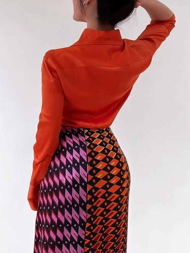 Женская Асимметричная рубашка ZA винтажная мягкая на пуговицах с длинным рукавом