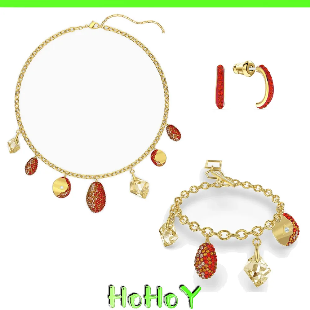 

Christmas 2024 New Charm Red Crystal Jewelry Set Wholesale for Girls Necklaces, Earrings, Bracelets, High Quality Charm Gifts