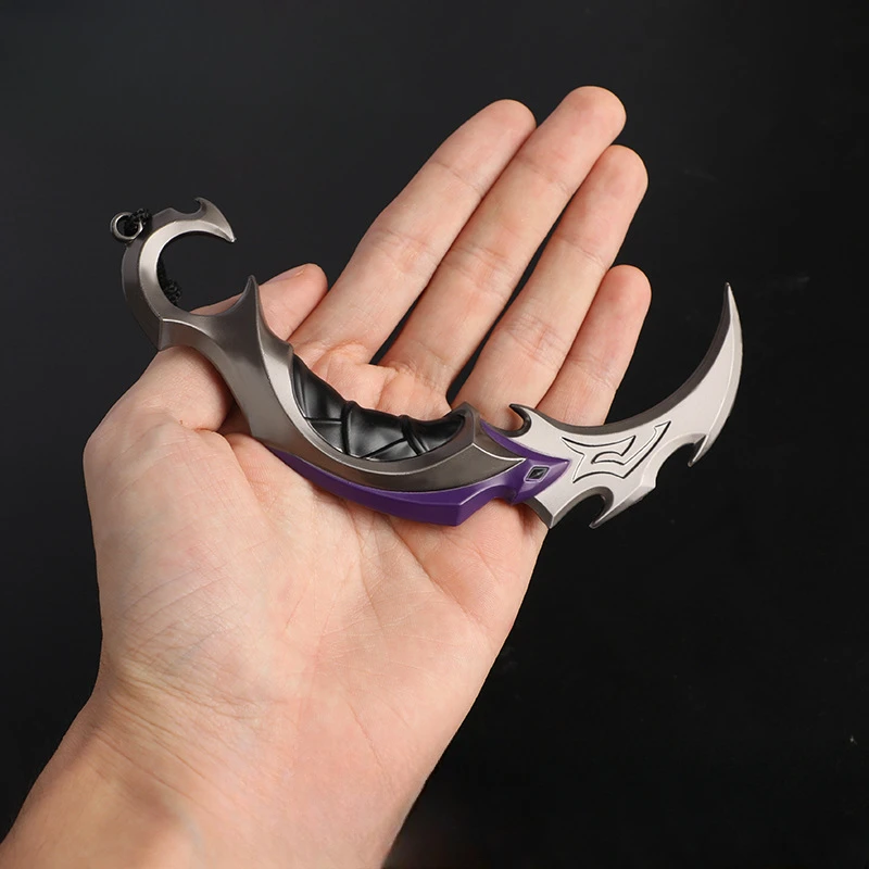 Фото 6-дюймовая металлическая модель Valorant EP5 Karambit с кобурой, держатель для ножа, реплика, игровой военный тренировочный нож с когтями, игрушки, сейф №3