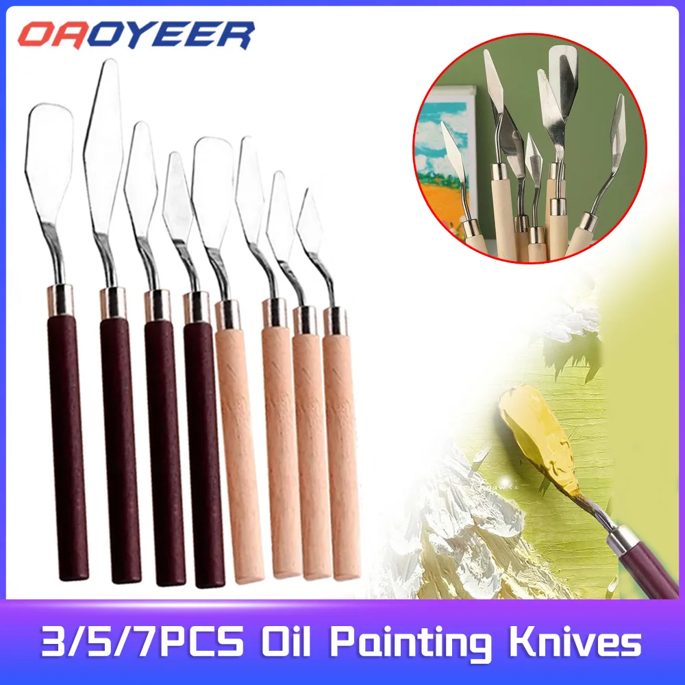3/5/7Pcs Stainless Steel Oil Painting Knives Artist Crafts Spatula Palette Knife Oil Painting Mixing Knife Scraper Art Tools