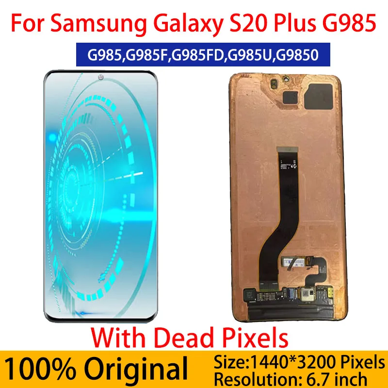 

Original For SAMSUNG Galaxy S20 Plus G985 SM-G985F LCD Display Digitizer Touch Screen with black dot S20+ s20PLUS replacement