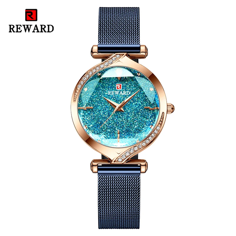 

REWARD женские часы, Роскошные наручные часы с браслетом из нержавеющей стали, стильные модные водонепроницаемые наручные часы, часы