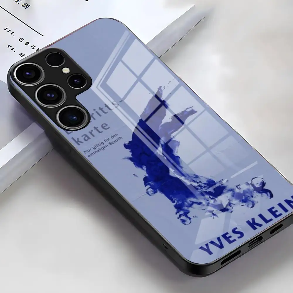 Фото Синий чехол для телефона Yves Klein для Samsung S26 S25 Edge Ultra S23 S22 S21 S20 Ultra Plus S24 Fe A54 A53 A25, стеклянная крышка №4