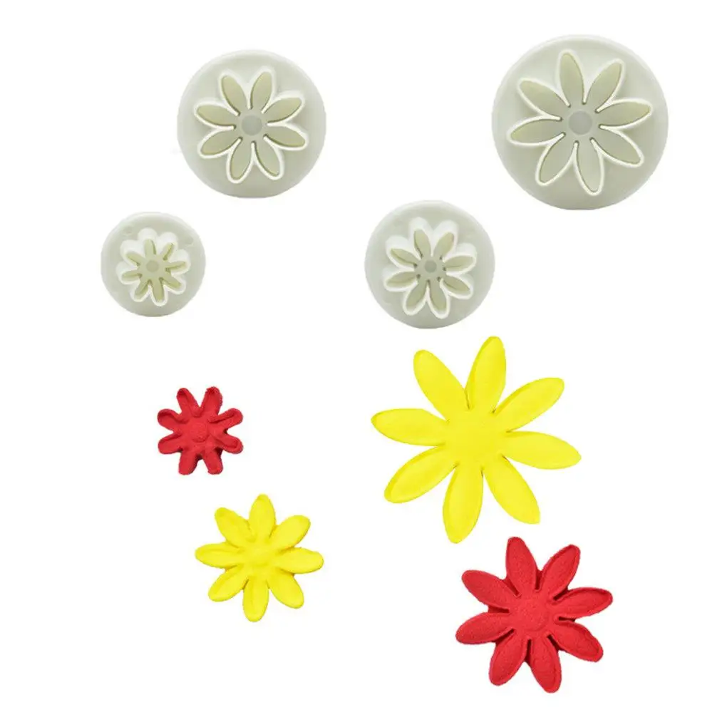 

4pcs Fondant Spring Press Mold Home Bakery Cake Decorating Flower Fondant Embosser Mould Plastic Cake Stamp Mold Baking Tool