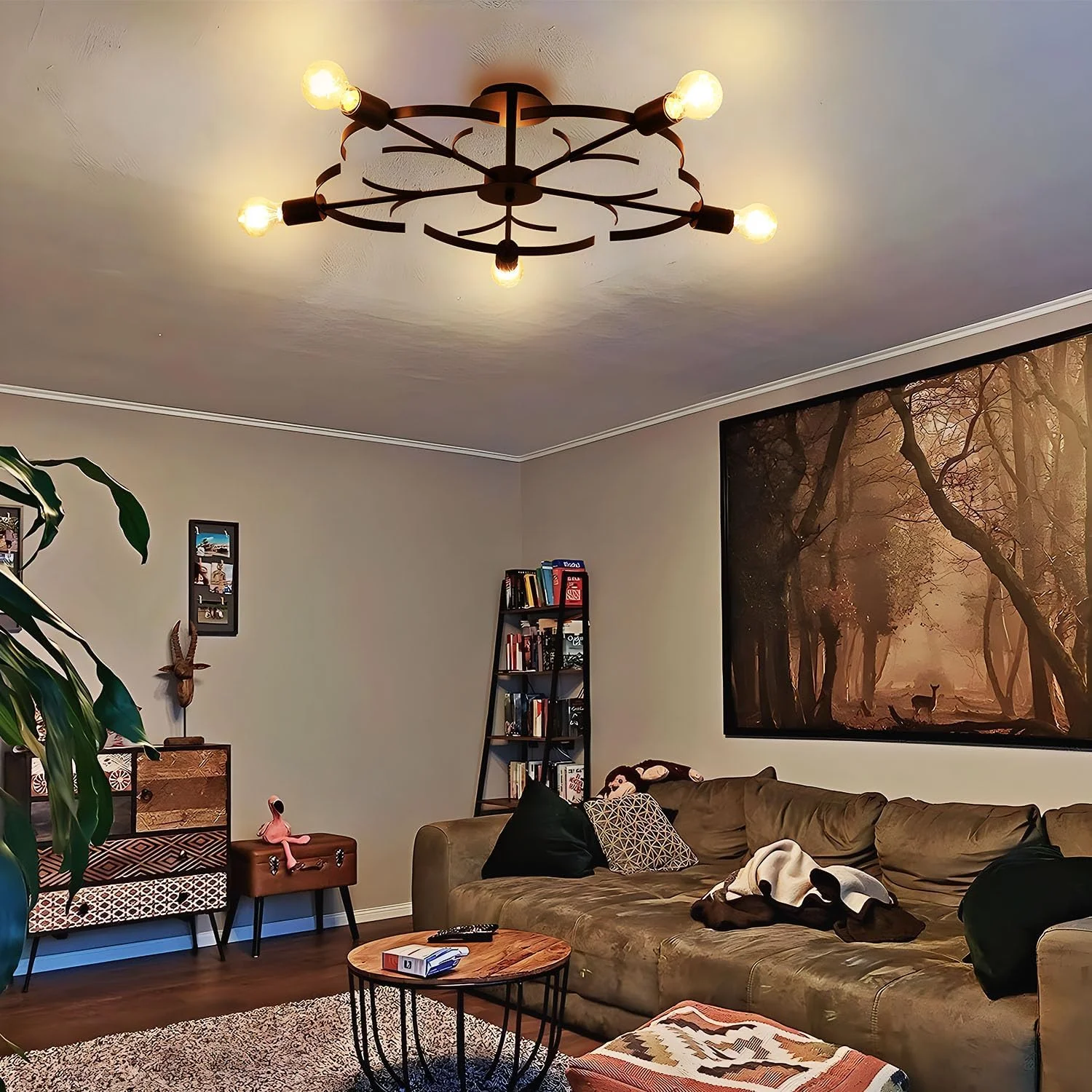 Винтажный потолочный светильник в фермерском стиле большой потолок