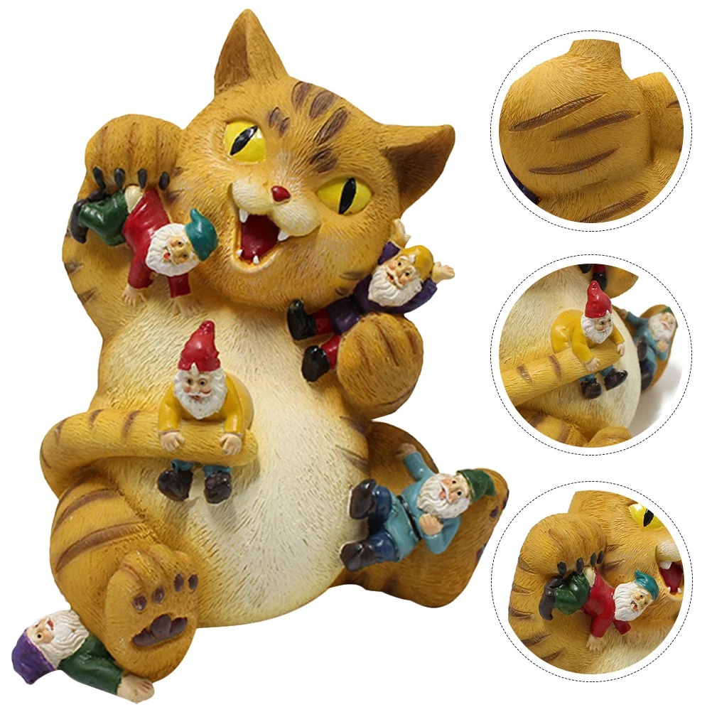 

Cat Eating Dwarf Statue Car Decoration Small Cats Cartoon Miniature Figurines Resin Craft Gift Decorations Decors
